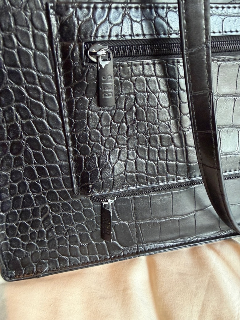BEIS - Work Tote in Black Croc - Picture 6 of 10